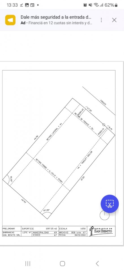 LOTE EN BARRANCAS DE SAN BENITO CON VISTA AL LAGO Y ARBOLADA.