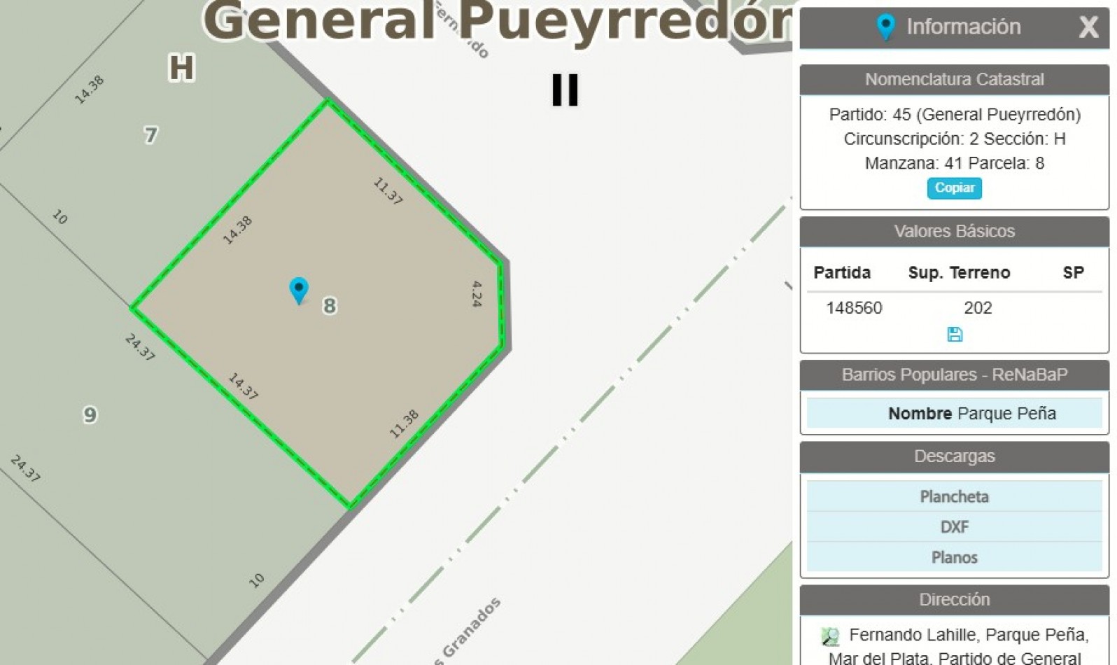 LOTE EN ESQUINA EN PARQUE PEÑA FRENTE AL CAMPING